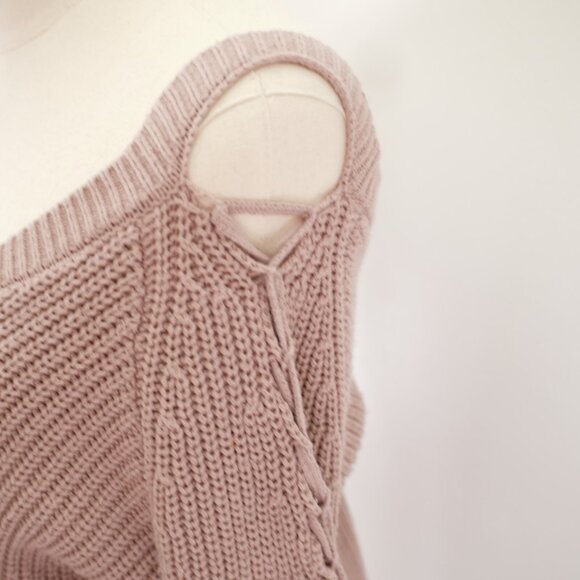 L.A. Hearts Small Purple V-Neck Knit Open Shoulder Sweater Cotton Acrylic - Picture 2 of 11